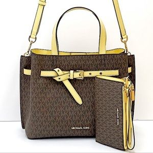 MICHAEL KORS EMILIA LG SATCHEL & DOBL ZIP WRISTLET